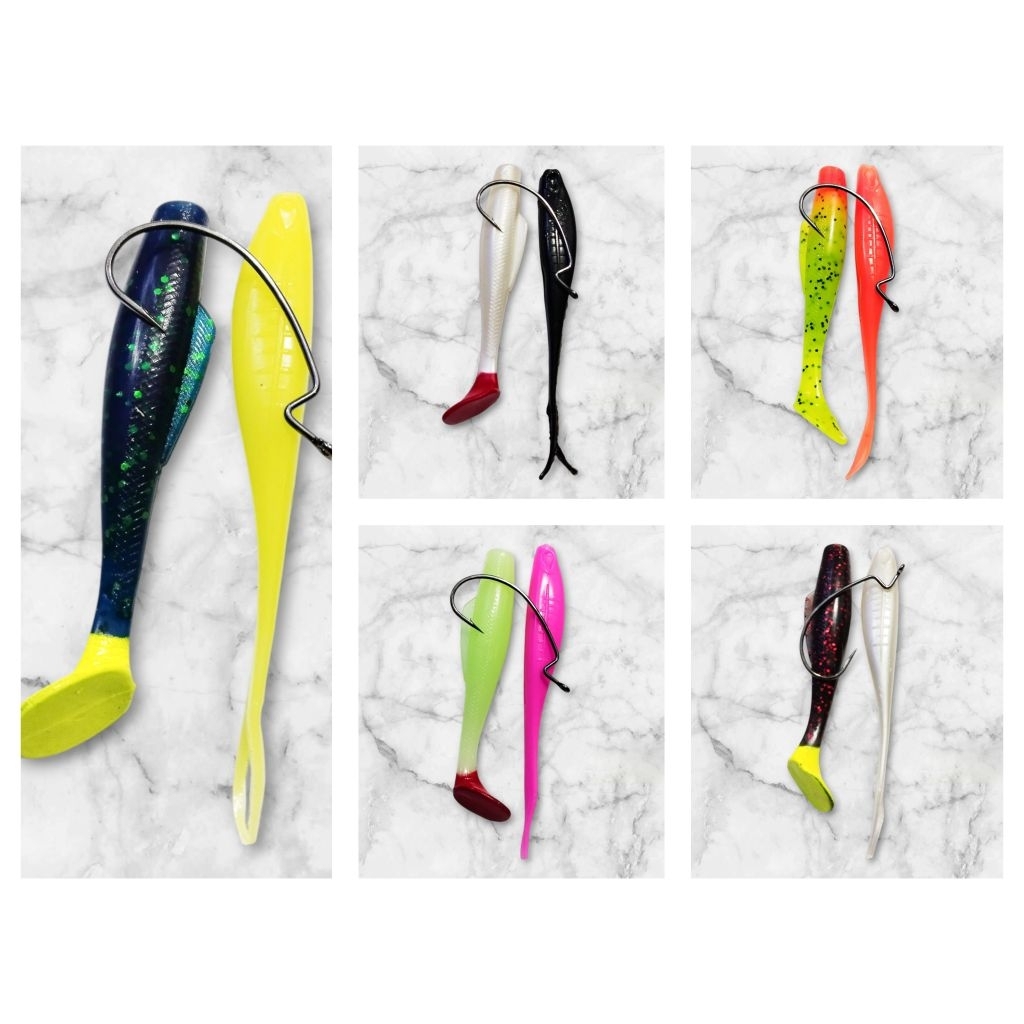 PROMO 2PCS  SOFTLURE + 1 KAIL PANCING//UMPAN CASTING UNTUK IKAN GABUS TOMAN