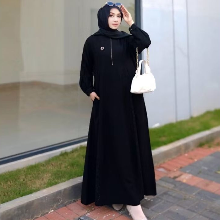 Gamis Jenahara, gamis basic jetblack embos