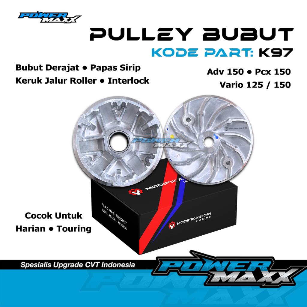 Rumah Roller PULLEY VARIO CUSTOM 1 SET BUBUT + KEROK JALUR PART ORIGINAL Pulley Custom RUMAH ROLLER 