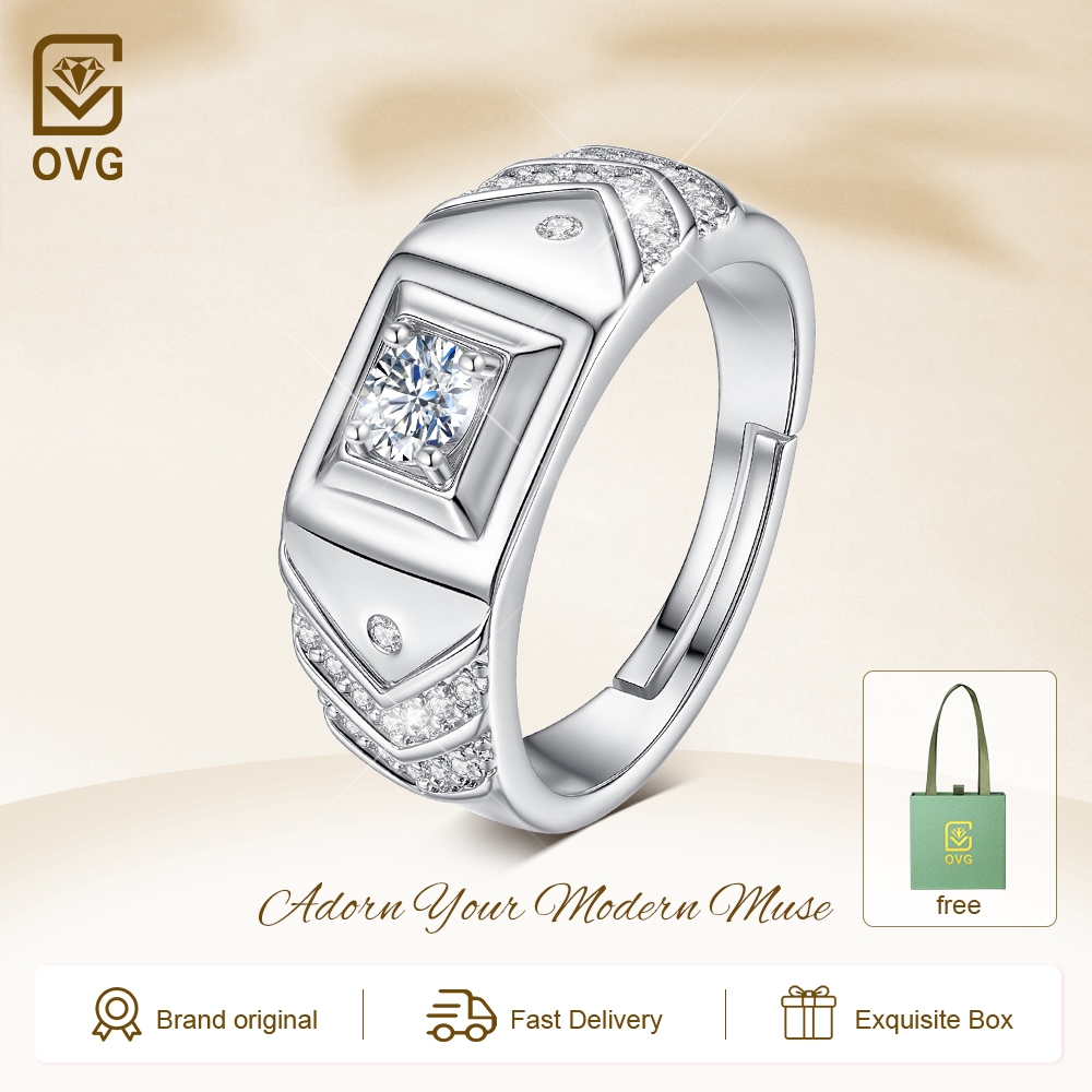 OVG Cincin Pria R014 Berlian Perhiasan Cincin Cowok Original Fashion Dilapisi Platinum Ring Hadiah C