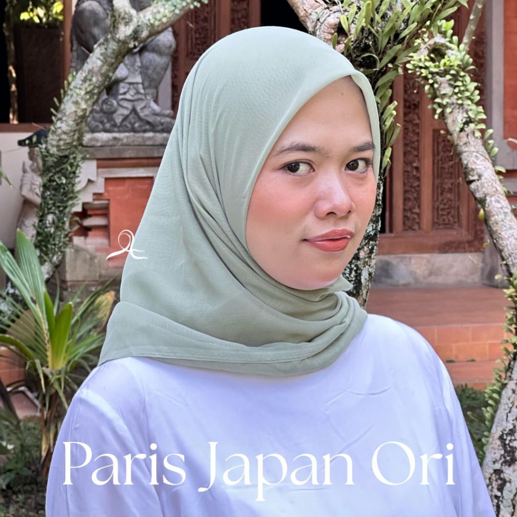 ASMAERA – Paris Japan Ori Hijab Segiempat Polos | Green Shades | Sage Green