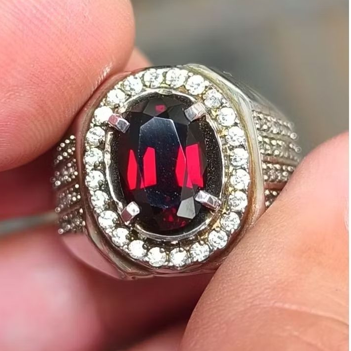 cincin batu garnet pyrope Amandine 2.98 carat ring perak memo skylab
