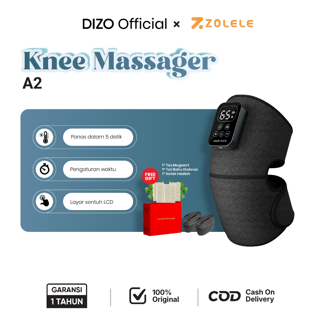 Zolele Alat pijat lutut elektrik Pemanas Listrik Lutut Terapi 3 Level Kompress Knee Massager
