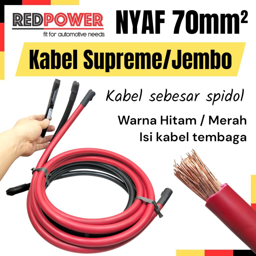 Supreme kabel NYAF 70mm serabut 70 mm hitam merah 1x70mm meteran per meter jembo