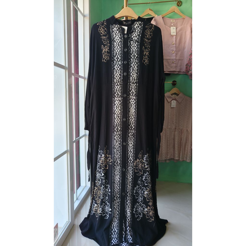 gamis katun motif batik cap