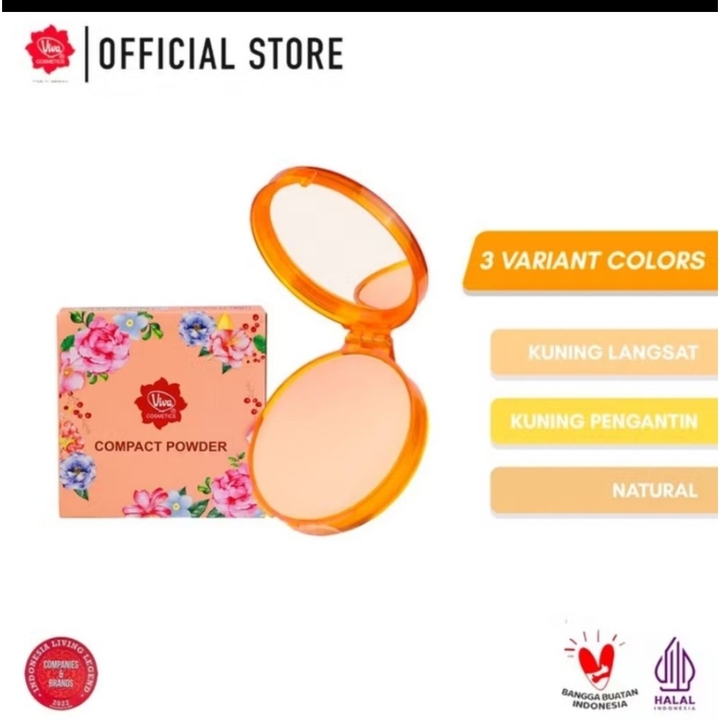 Viva Compact Powder Bedak Padat Oren Natural Kuning Langsat