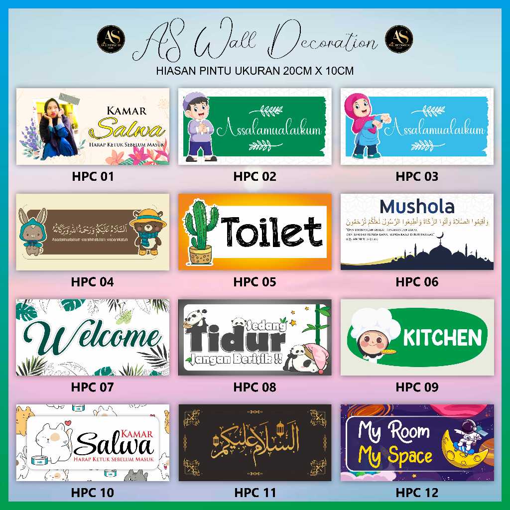 (1 Hari Siap) Hiasan Pintu Dinding Nama Anak Custom Dekorasi Pajangan