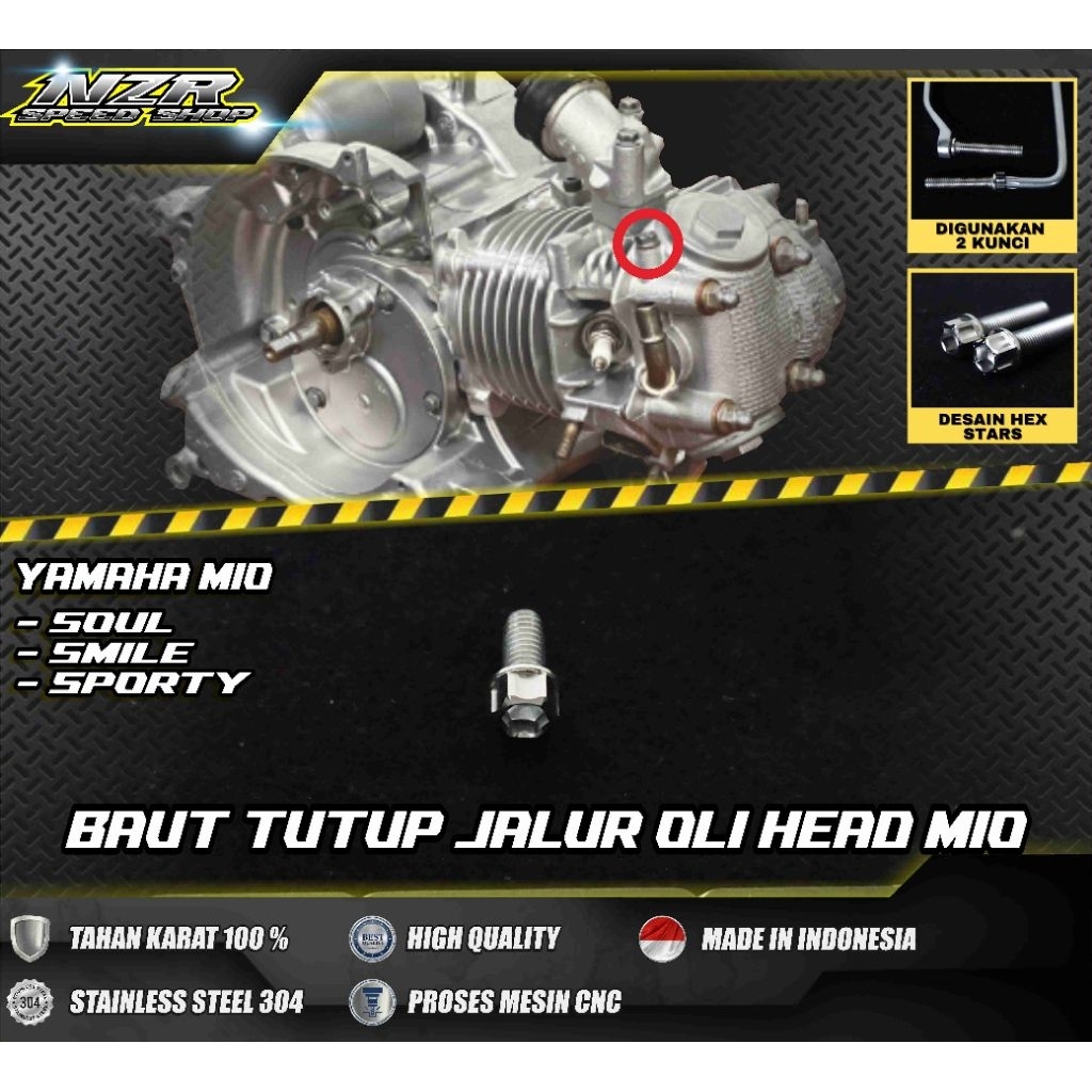 BAUT TUTUP JALUR OLI HEAD YAMAHA MIO SPORTY SMILE