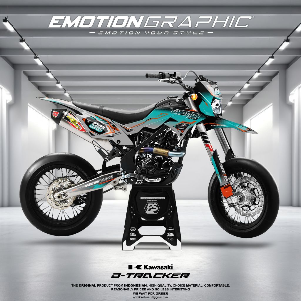 DECAL STIKER DTRACKER - KLX BF FULLBODY MIX OREN STABILO SUPERMOTO HEDON(2)