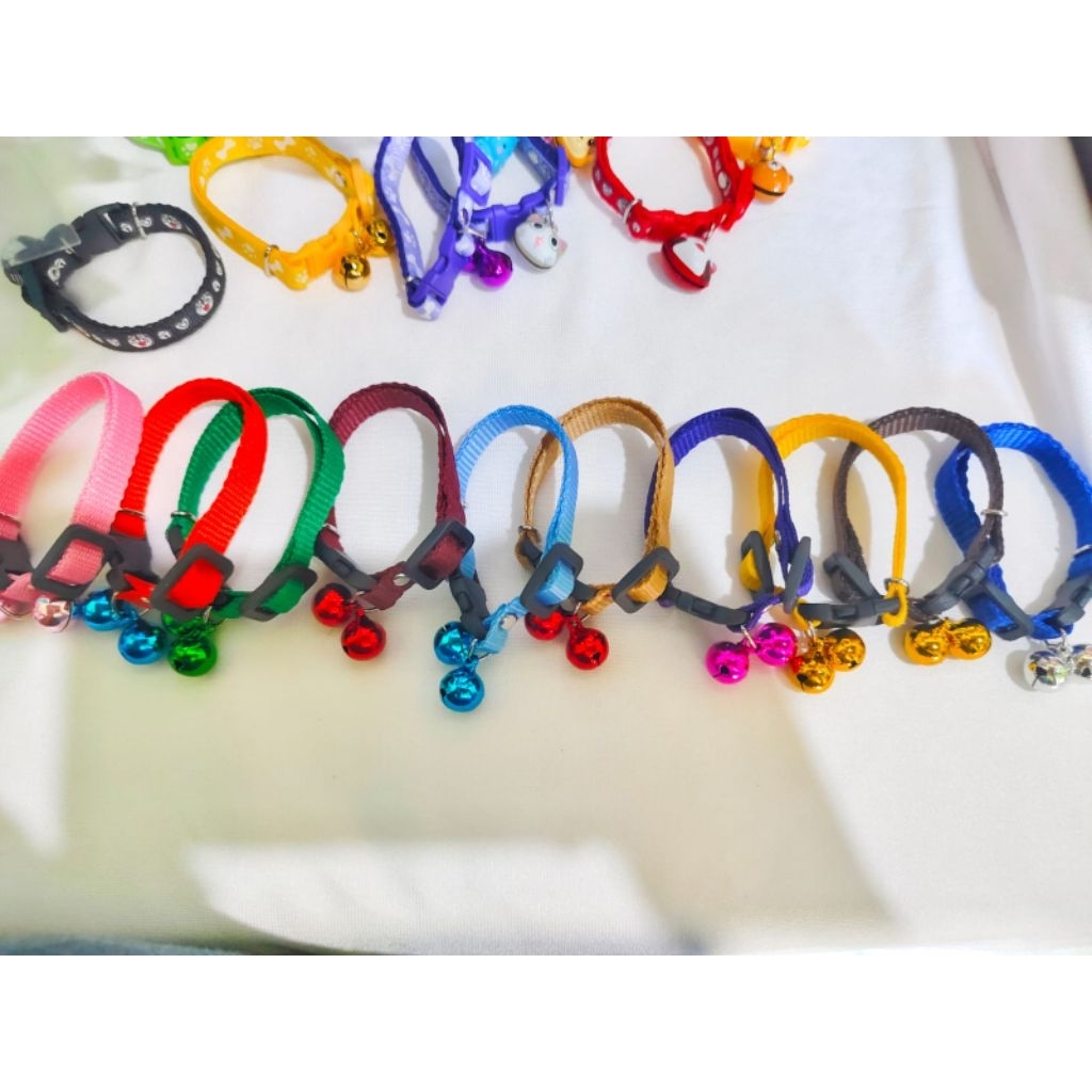 Kalung Kucing Anjing Include Lonceng bulat 12mm doubel isi 2,  Motif Polos Kalung Anjing Kalung Kuci