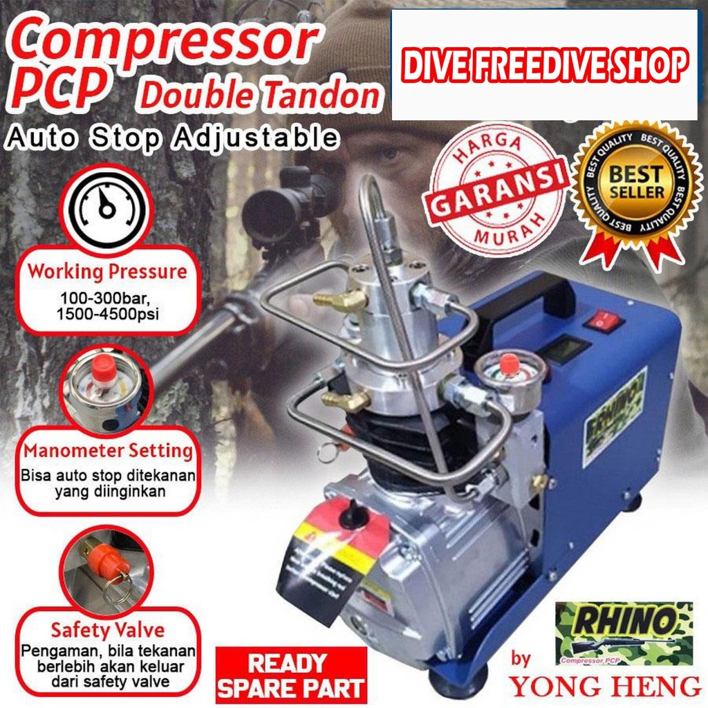 Mini Compressor Kompresor Pompa PCP Rhino Auto Stop Adjustable Yong Heng 300bar 4500psi