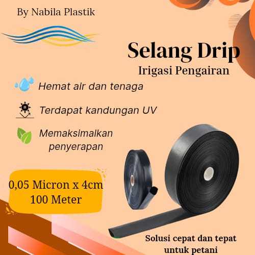 Selang Drip Irigasi Pengairan 50 Micron x 4cm x 100 Meter HDPE POLYETHILENE
