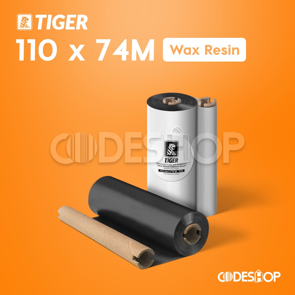 Ribbon Barcode Wax Ressin 110X74 Meter Tiger Untuk Printer Zebra ZD220 Atau GC420 Tinta Barcode