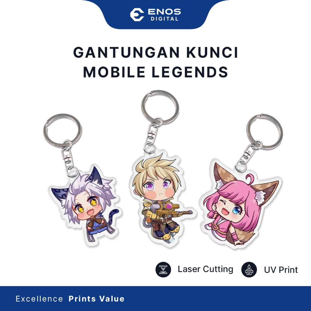 Gantungan Kunci Karakter Mobile Legends | Ganci Akrilik Custom Hero ML | Keychain Koleksi Gamer