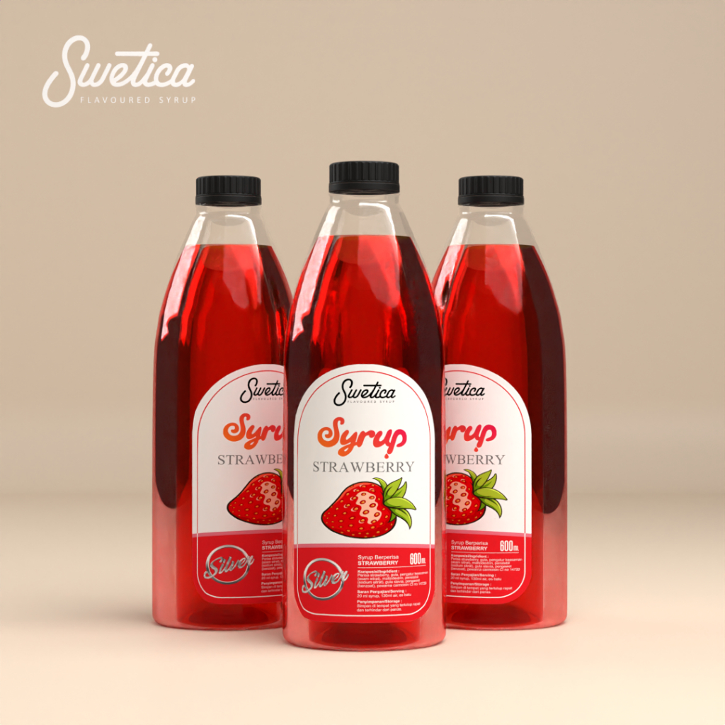 Sirup Stroberi 600ml Swetica Silver Strawberry Syrup Coffee Bartender Horeca Campuran Kopi Kekinian