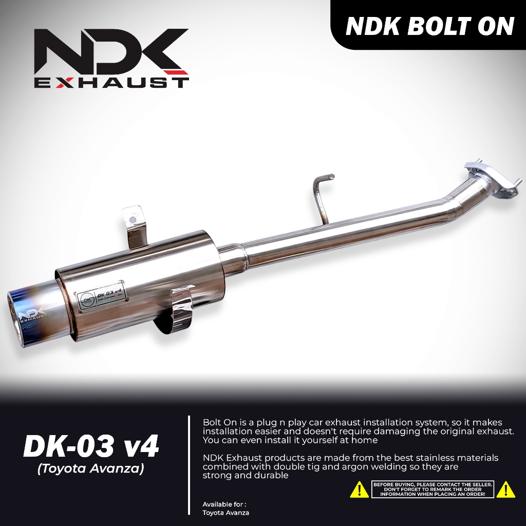 NDK EXHAUST MUFFLER DK-03 V4 RESON STRAIGHT PIPA BOLT ON CENTERPIPE AVANZA, XENIA, VELOZ 2022-2023 N