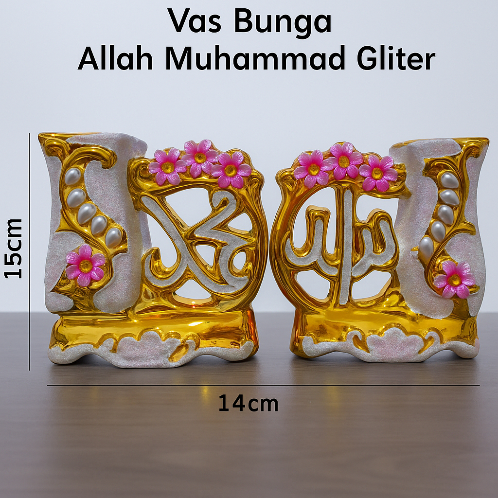 Vas Bunga Allah Muhammad Gliter// Vas Bunga Keramik