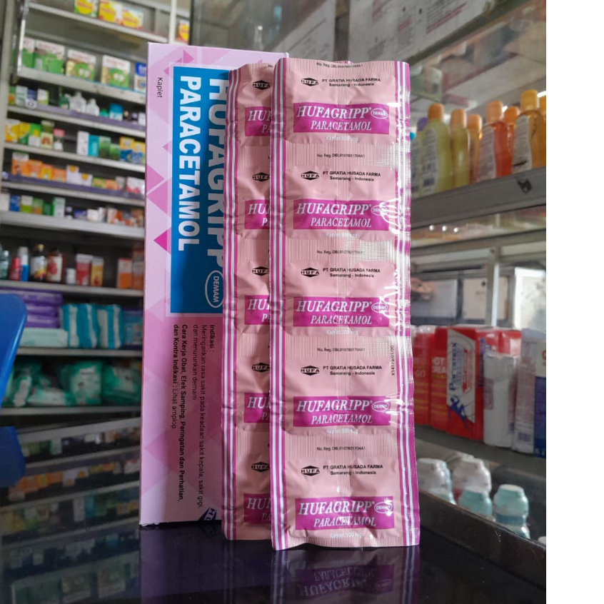 HUFAGRIPP KAPLET PARACETAMOL 500 MG 1 STRIP hufagrip atau hufagesic 10 kaplet / lembar