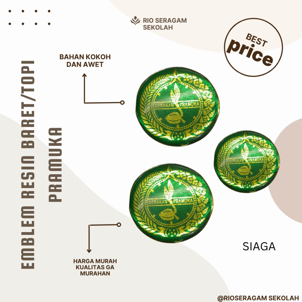 EMBLEM TOPI SIAGA RESIN/ PIN TOPI PRAMUKA/ EMBLEM TOPI CEWE/ PIN TOPI PRAMUKA PUTRA PUTRI/ EMBLEM RE