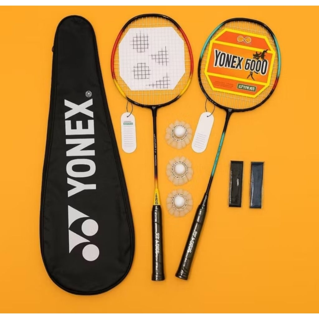 Set raket badminton Yonex plus kok plus kok lengkap tinggal main