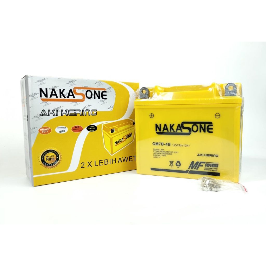 Aki Kering Motor Accu Motor GM7B-4B Tiger 2000 Tiger Revo Nakasone Garansi 3 Bulan