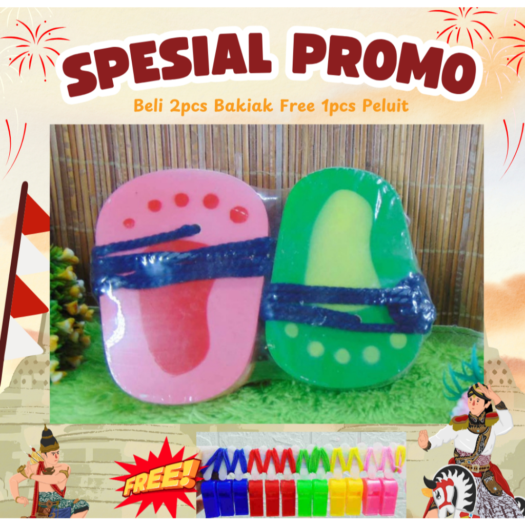 [BELI 2 GRATIS 1 PELUIT] APE-BAK Mainan Edukasi Alat Permainan Edukatif Anak APE Sandal Bakiak Kayu 