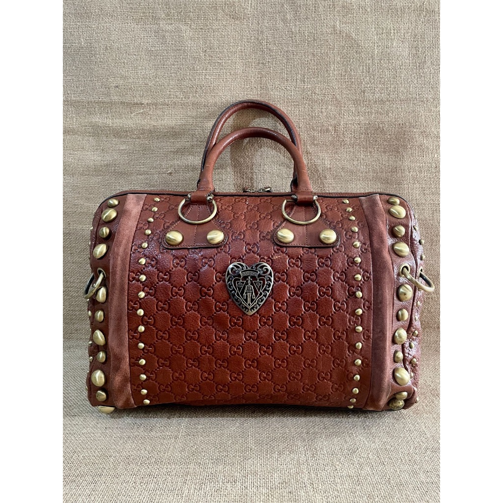 [PL] GUCCI - Tas Gucci Seri Crystal Babouska Large Leather / Crystal Babouska Kulit Ukuran Besar (as