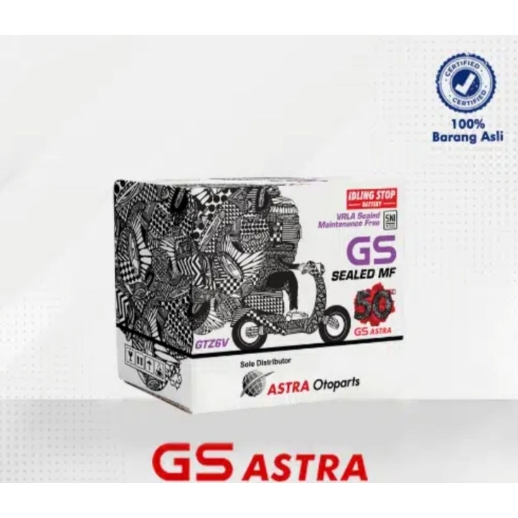 AKI GS ORIGINAL GTZ6V AKI KERING/VARIO125/VARIO150/NMAX/AEROX/FU