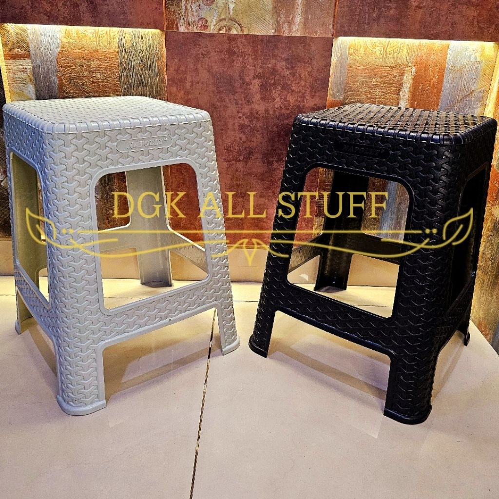 Kursi Bangku Baso Bakso Segi Motif Rotan Rattan Anyaman Anyam Tikar Plastik Tinggi Cafe Kafe Angkrin