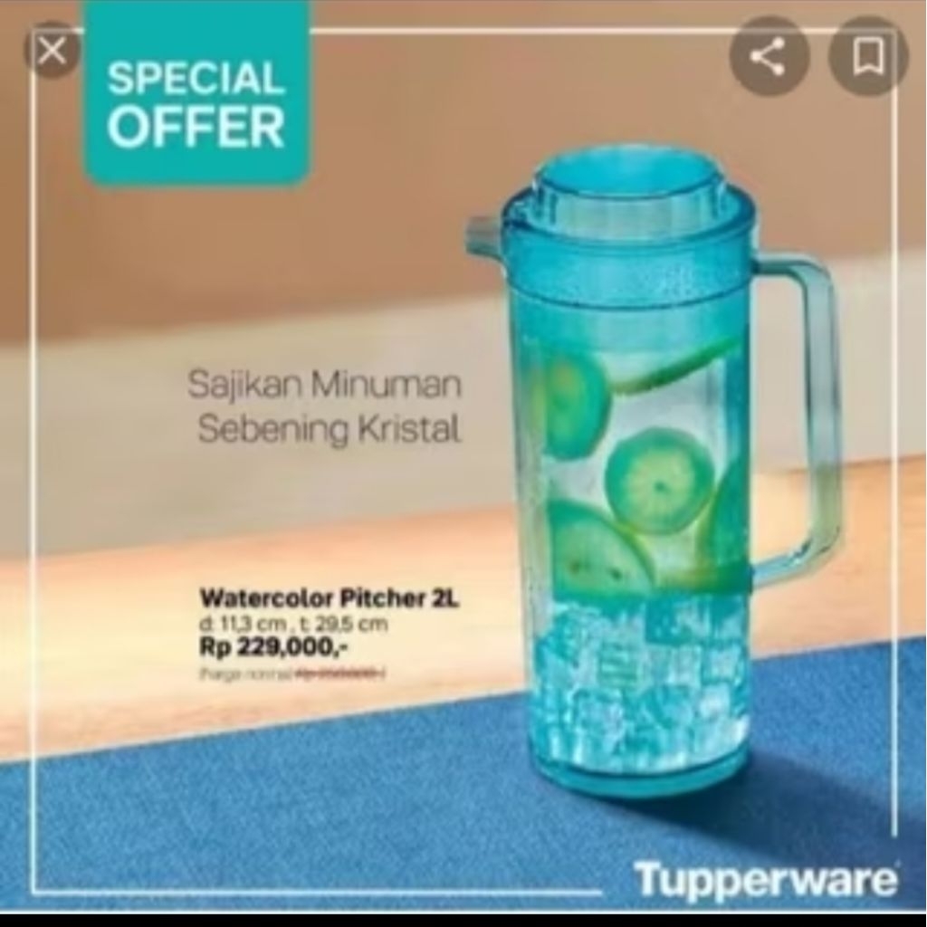 jug/pitcher/Teko Kristal tupperware ukuran 2 liter