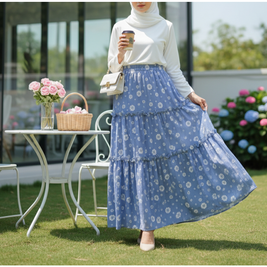 Rok Wanita Panjang Kekinian Korean Style - Rok Susun - Rok Panjang Skirt