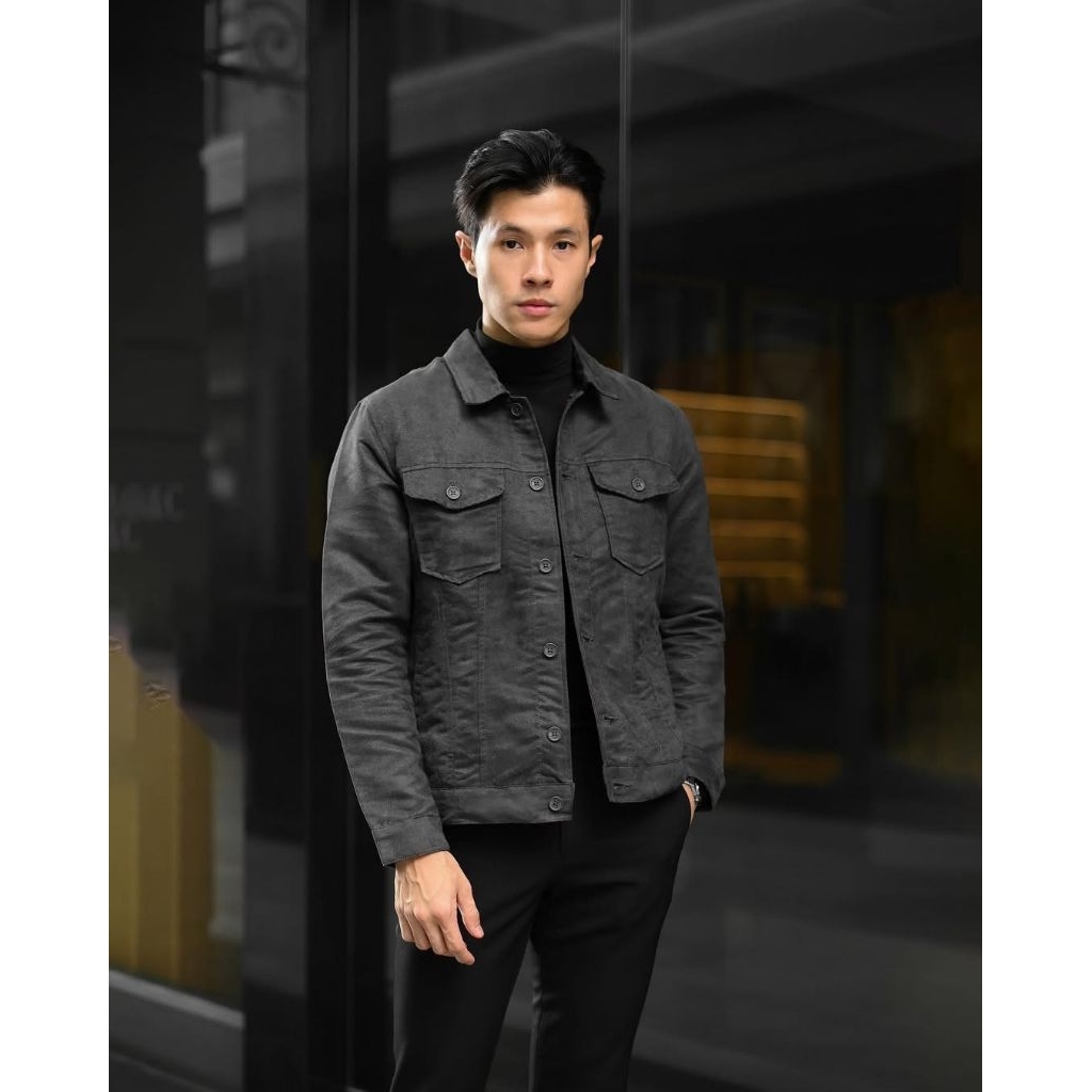 Suede Trucker Jacket HEYMALE Grey