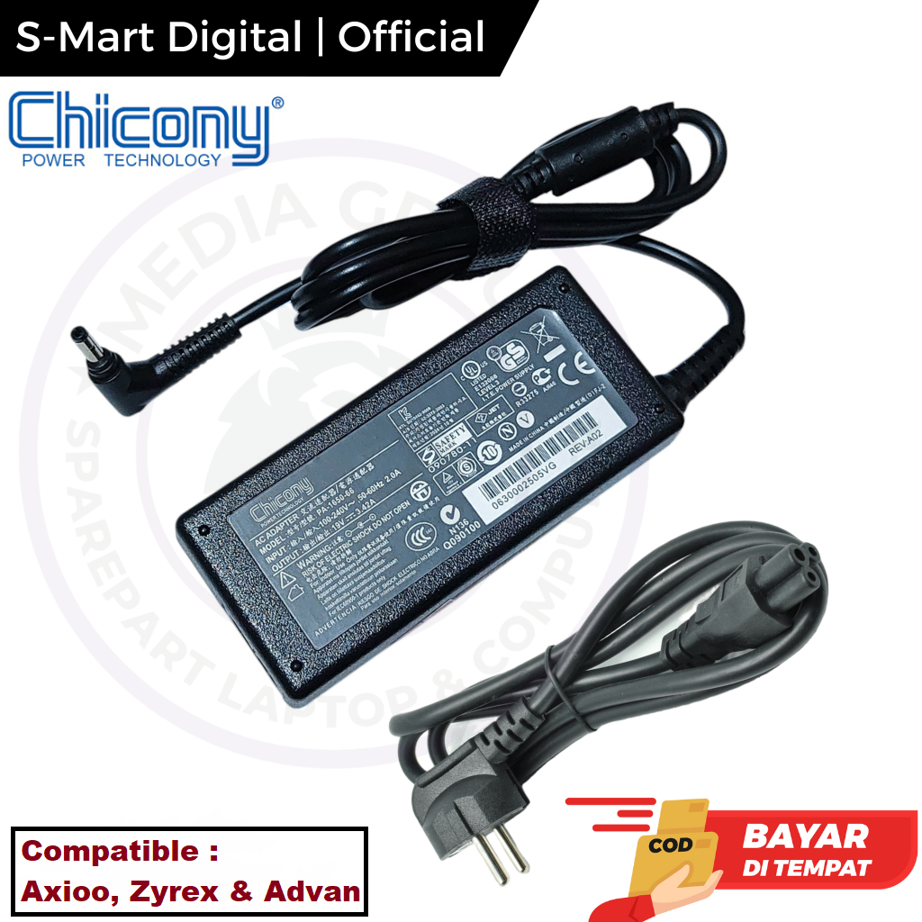 Charger Adaptor Laptop zyrex Cruiser 20 i5, 20 i3