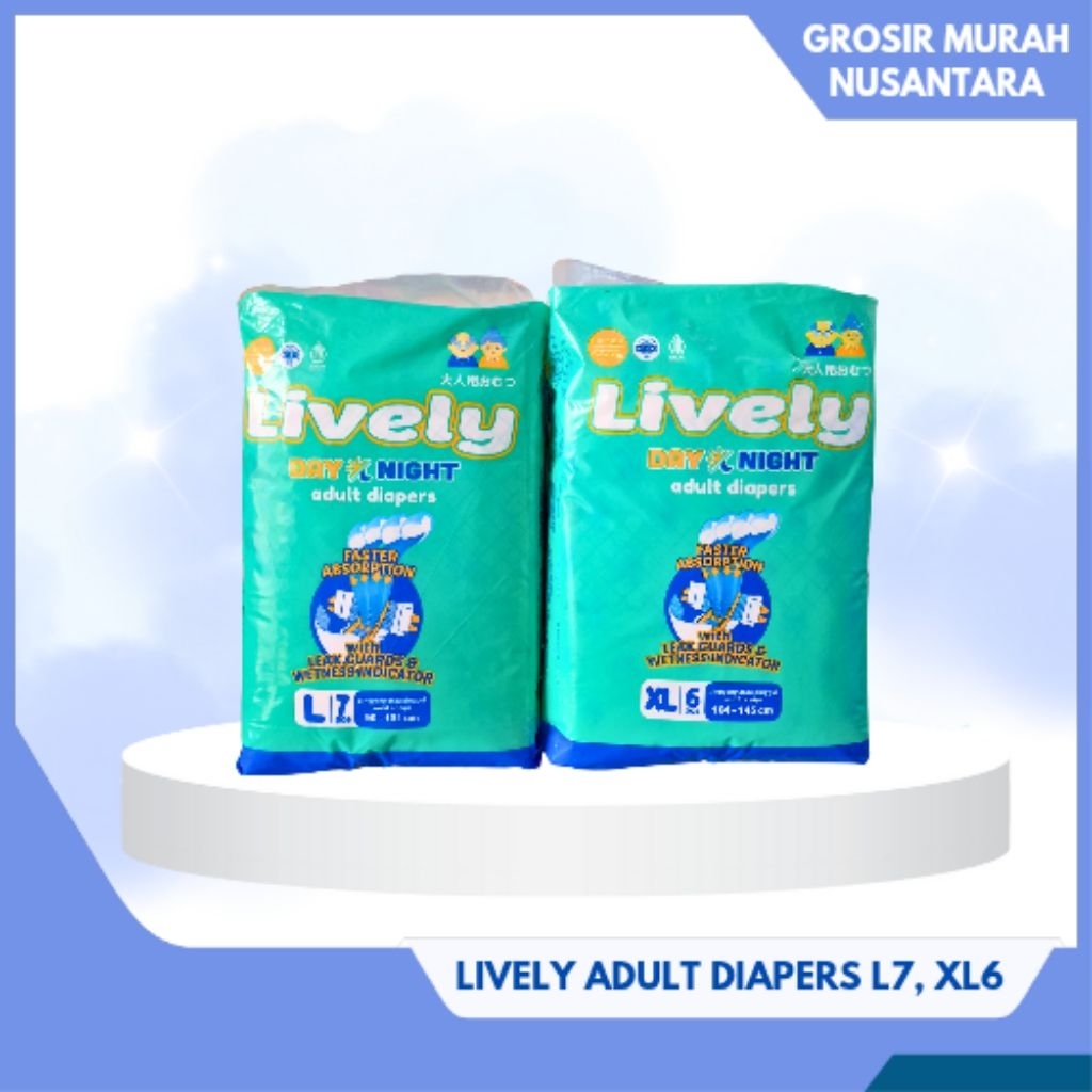 LIVELY ADULT DIAPERS / POPOK DEWASA PEREKAT [L7, XL6] & LIVELY UNDERPAD