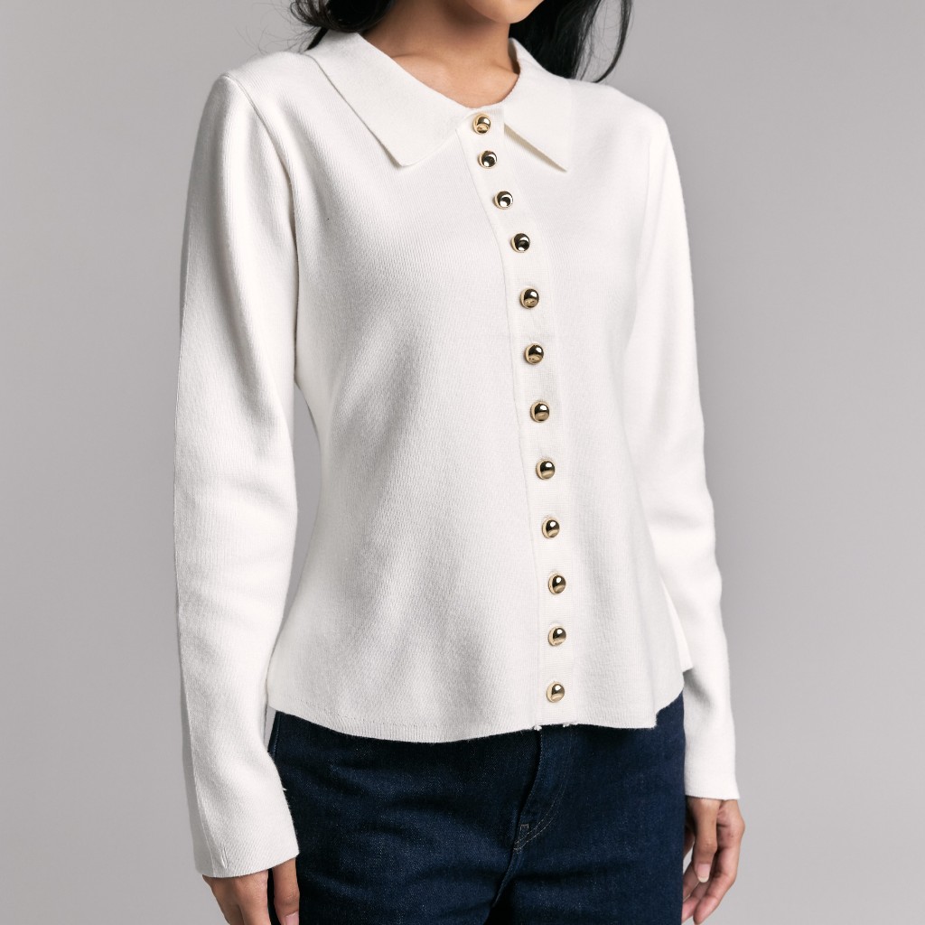 More with Eleven – Elysia Knit Button Top | Atasan Wanita Elegan