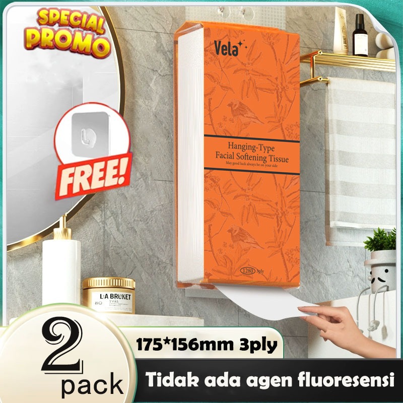 [2 pack free hook] 3 PLY, 1080 SHEETS TISSUE VELA GANTUNG Tissue Elegan Vela Tissu Elegan Tissue Min