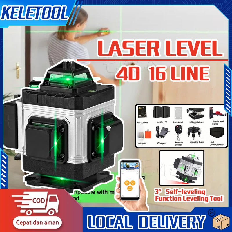 Laser Level 4D 16Lines bangunan waterpass laser pasang keramik laser Tingka waterpas laser Levelleve