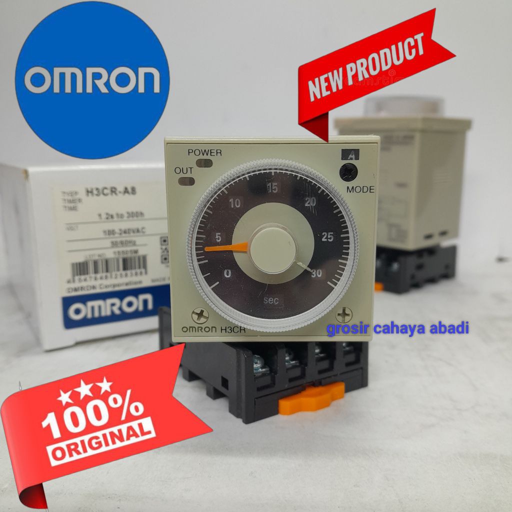 timer omron h3cr a8 220-240vac 8 kaki set socket/timer h3cr-a8 original