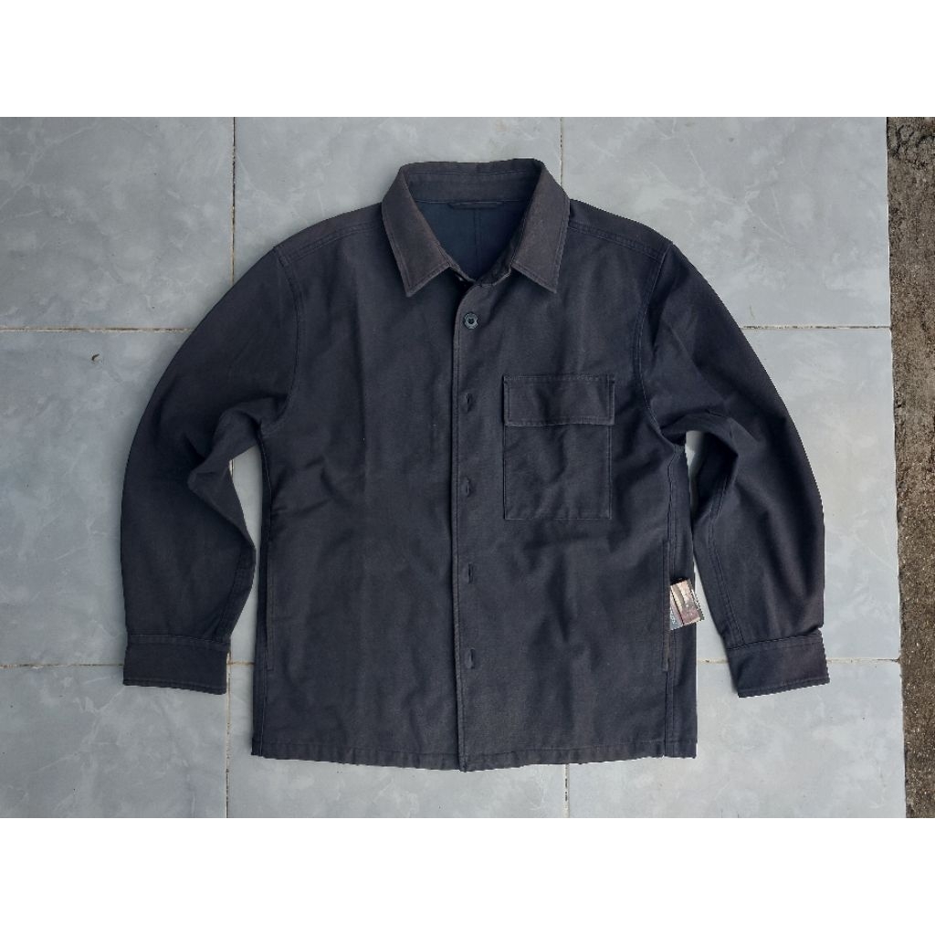 jaket overshirt uniqlo navy