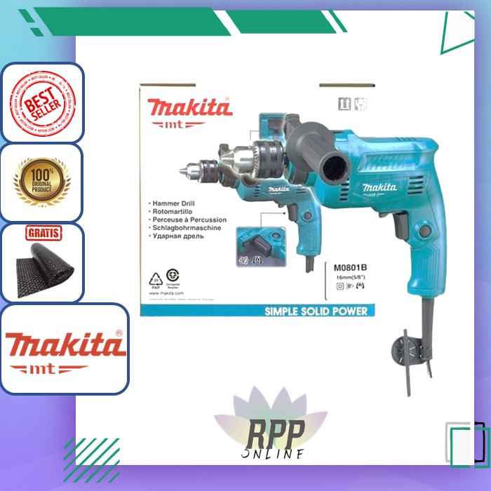 MAKITA M0801B / Impact Drill Listrik 16 mm Bor Tembok Beton Kayu Besi MT 80 M 0801B New MT80 Maktec