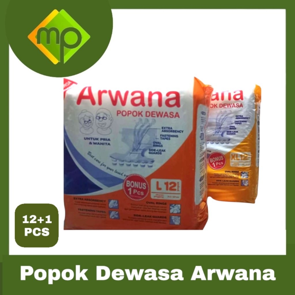 Popok Dewasa Arwana XL 12+1  Pempers Arwana   pampers Arwana L 12+1Pcs