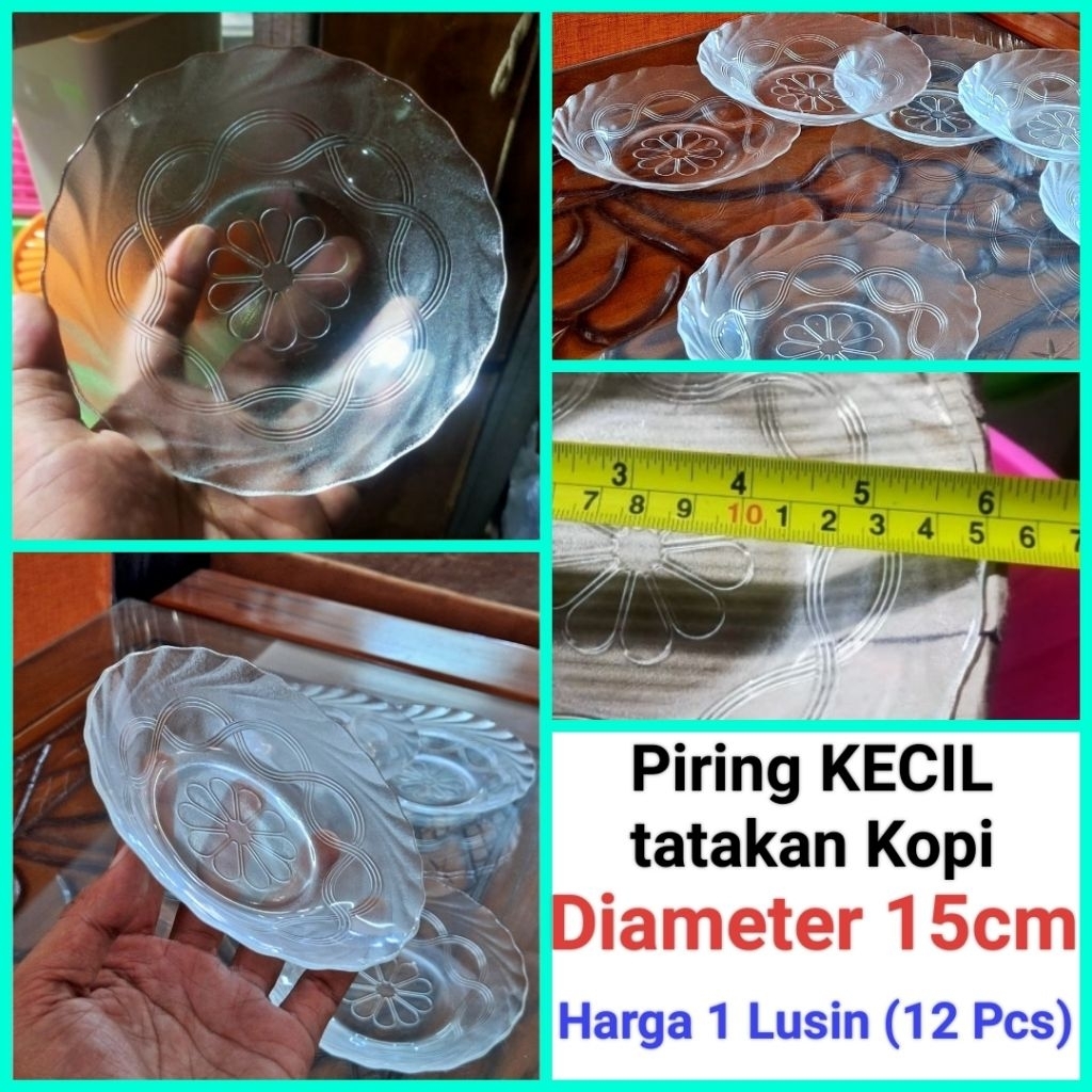piring kecil piring tatakan piring kopi kaca Harga untuk 1 Lusin (12 Pcs)
