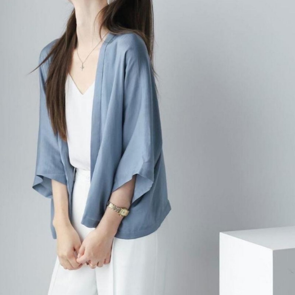 Cardigan Crop Wanita Shakila Twill | MONA CARDI Polos Basic Outer Casual Elegan