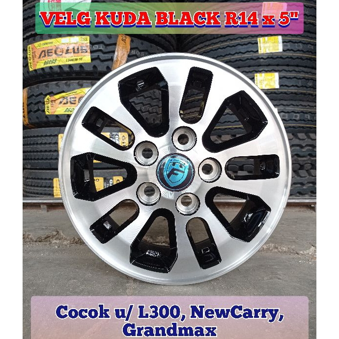 Velg Kuda Black Polish R14 ORIGINAL PAKO (1 biji), cocok untuk L300, Granmax, NewCarry bermuatan ber