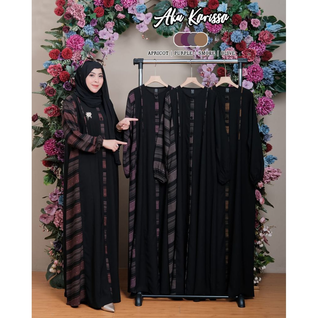 ZEANISA SYAFIKA Abaya Bahan Sabrina mix Savana Motif ORI by Aku Karissa// Zeanisa Abaya by Aku Karis