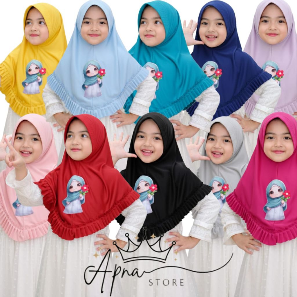Kerudung Anak TK/Kerudung Anak SD/HIJAB ANAK LYLI BUNGA MUSLIMAH/Hijab Anak Apna.store Cocok Untuk S