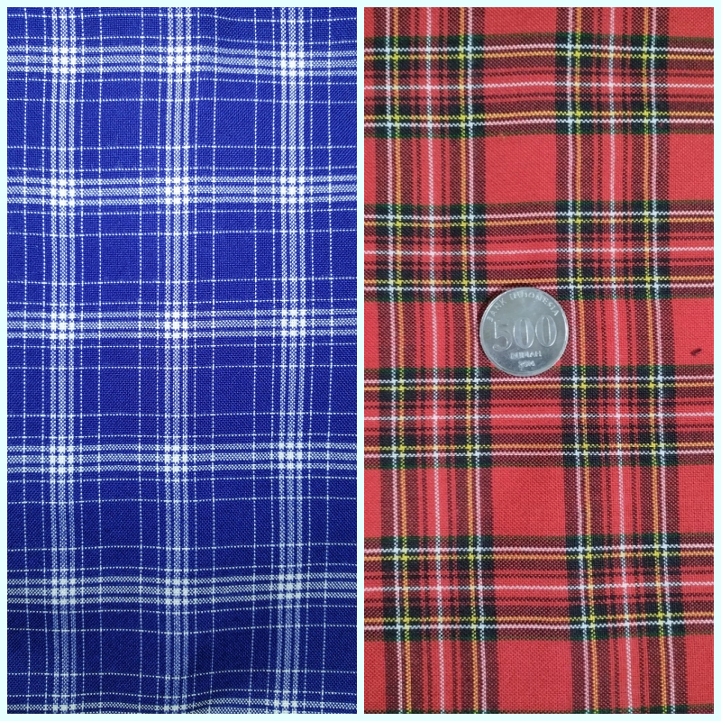 Kain Kotak Motif Seragam Sekolah Meteran / Kain Kotak Yarn Dyed 149 Merah 865 Biru