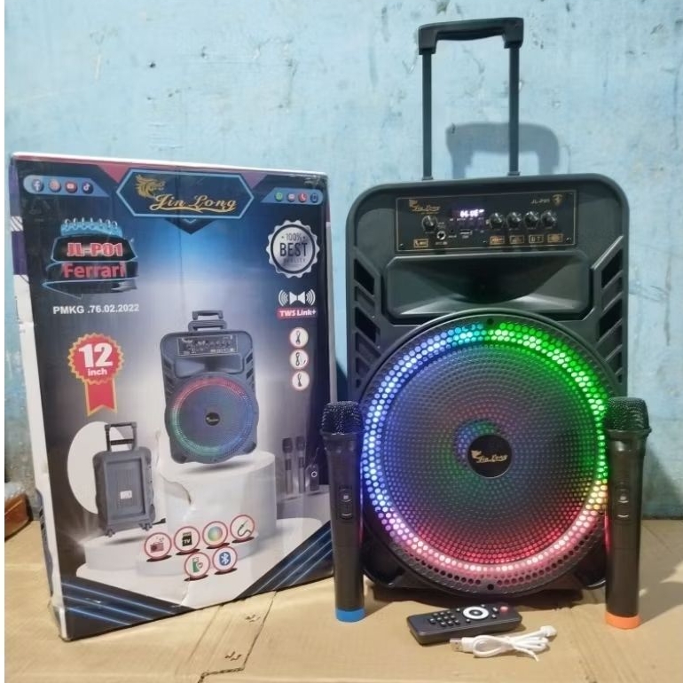 ✅cod Speaker bluetooth karaoke jinlong jl1730 troly plus mik mik /speaker portabel cod /salon speake