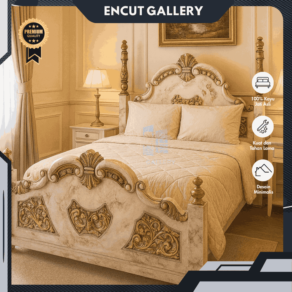 Dipan Kasur Jati Dipan Ranjang Tempat Tidur Marmer Ukiran Kayu Jepara Premium