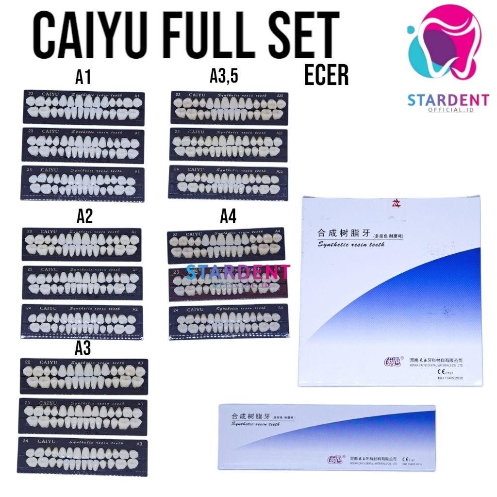 Gigi palsu Caiyu full set Atas Bawah  Ecer/Strip (ECER)